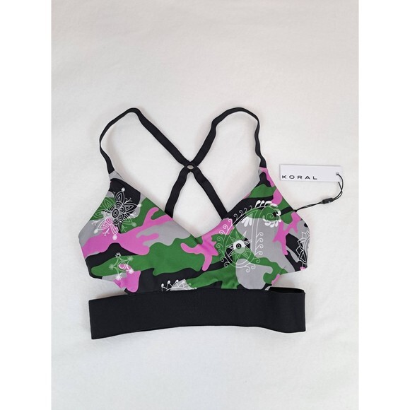 NEW KORAL BEAU‎ ENERGY SPORTS BRA BANDANA TROOP PAISLEY CAMO SMALL - Picture 2 of 10